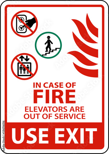 Fire Symbol Do Not Use Elevators, Use Stairs Symbols
