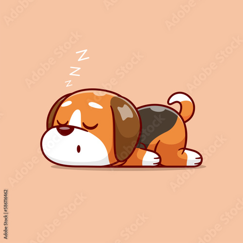 Cute Dog Sleeping Cartoon Vector Icon Illustration. Animal Nature Icon Concept Isolated Premium Vector. Flat Cartoon Style