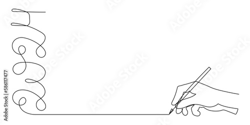 Hand holds 2024 one line art, hand drawn continuous contour. Holiday concept, festive New year handwriting text, minimalist design. Editable stroke. Isolated. Vector illustration