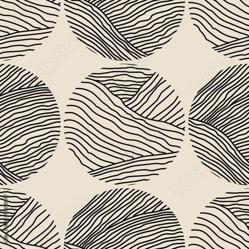 Trendy minimalist seamless pattern with abstract creative hand drawn composition