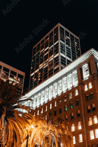 Night Photography of San Francisco  Skyscrapers in Financial District. California. USA.