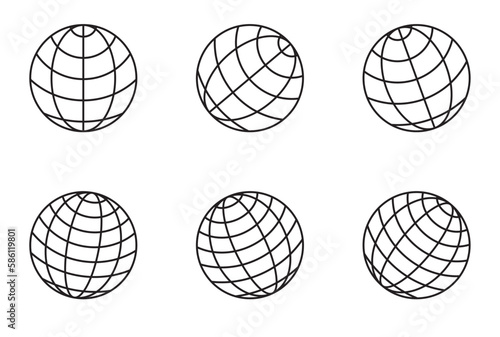 set of world icons flat line design on white background. vector illustration for web, app