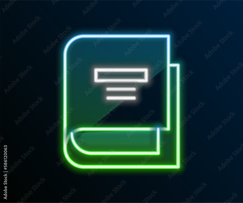 Glowing neon line Book icon isolated on black background. Colorful outline concept. Vector Glowing neon line Book icon isolated on black background. Colorful outline concept. Vector