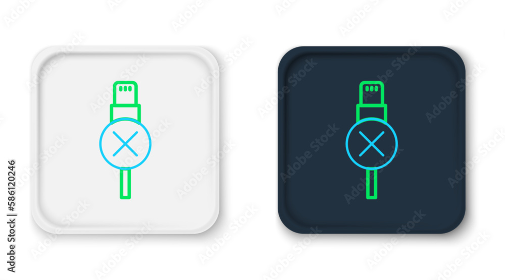 Line No usb cable cord icon isolated on white background. Connectors and sockets for PC and mobile devices. Colorful outline concept. Vector Line No usb cable cord icon isolated on white background. Connectors and sockets for PC and mobile devices. Colorful outline concept. Vector