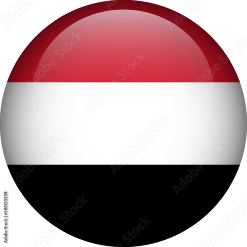 Yemen flag button. Round flag of Yemen. Vector flag, symbol. Colors and proportion correctly.