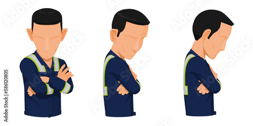 worker with uniform on white background