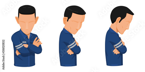 worker with uniform on white background