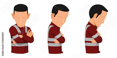 worker with uniform on white background