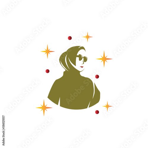 hijab muslim fashion woman logo design abstract vector illustration design