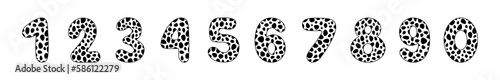 Arabic numerals coloring book for kids. Hand Drawn Arabic Figures From One till Nine. Hand Drawn Script numbers from 0 to 9 in style of doodles on a white background. Numeral. Vector illustration