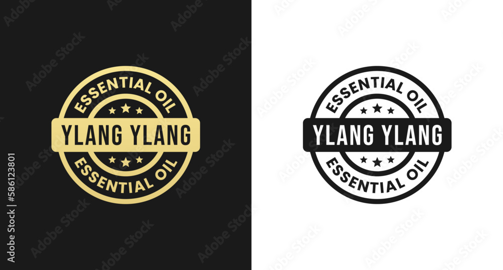 Ylang Ylang Oil Label or Ylang Ylang Essential Oil Label Vector Isolated in Flat Style. Best Ylang Ylang Essential Oil Label for product design element. Simple Ylang Ylang Oil Label for packaging.