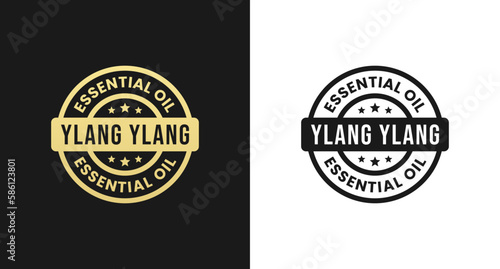 Ylang Ylang Oil Label or Ylang Ylang Essential Oil Label Vector Isolated in Flat Style. Best Ylang Ylang Essential Oil Label for product design element. Simple Ylang Ylang Oil Label for packaging.