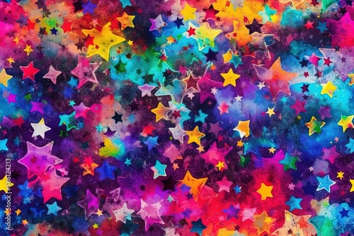 colorful starry background created with Generative AI technology © AkuAku