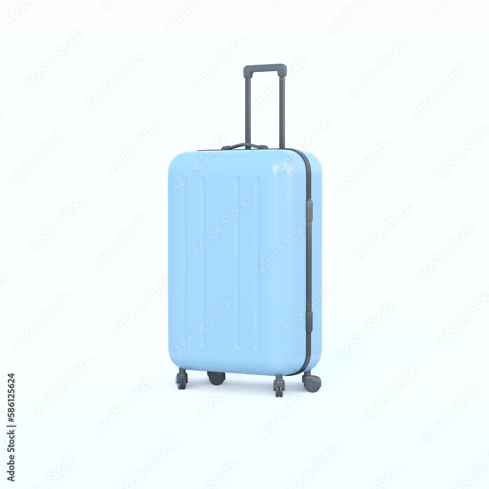 Travel set object. flat layer style. Mini luggage and alarm clock 3d rendering Travel set object. flat layer style. Mini luggage and alarm clock 3d rendering