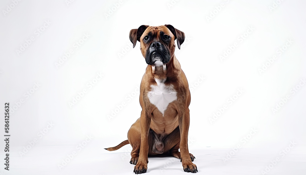 Portriat of boxer dog isolated on a white background. Generative AI Portriat of boxer dog isolated on a white background. Generative AI