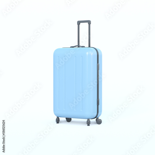 Travel set object. flat layer style. Mini luggage and alarm clock 3d rendering