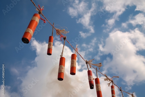 Generative AI firecrackers of the mascleta in valencia photo