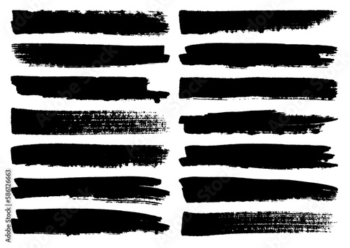 Set Vierzehn Schwarze Pinselstriche Streifen Kratzer © Jan Engel