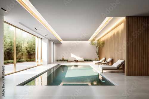 Generative AI luxury house with designer heated pool © quemirasbobo