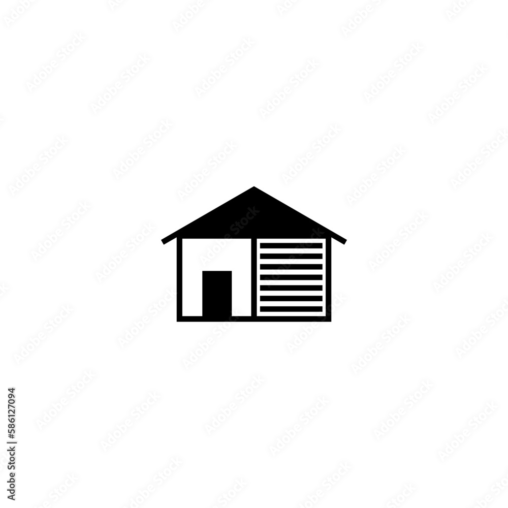 House with car garage icon isolated on white background House with car garage icon isolated on white background