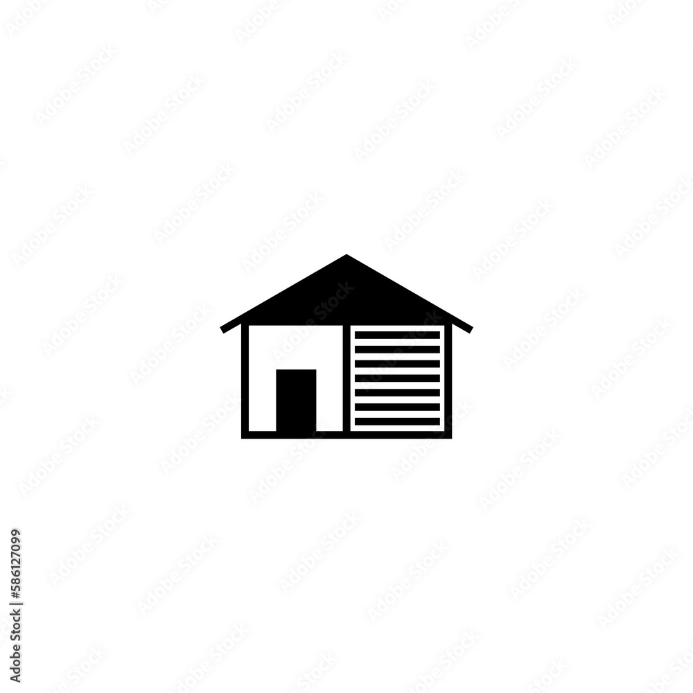 House with car garage icon isolated on white background House with car garage icon isolated on white background