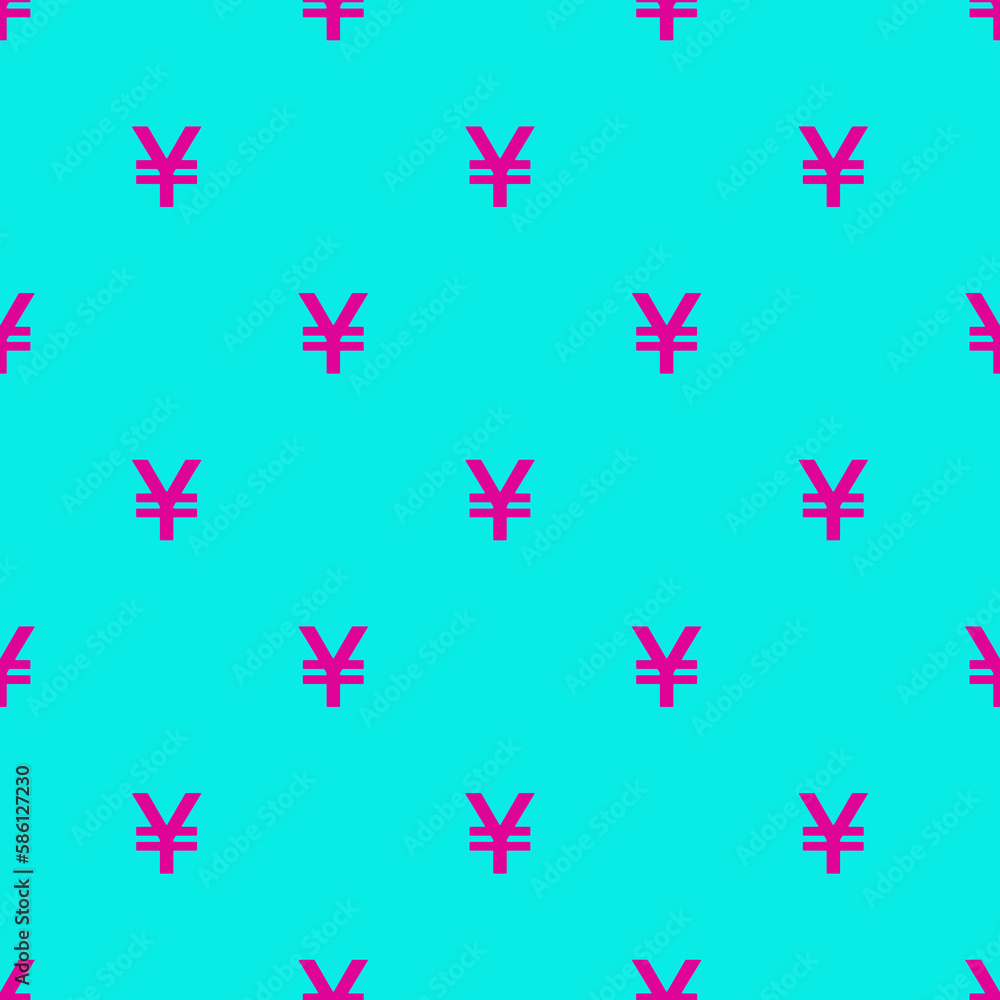 Seamless Pattern of Fuchsia Pink Japanese Yen Sign Illustration on Ice Blue Background Seamless Pattern of Fuchsia Pink Japanese Yen Sign Illustration on Ice Blue Background