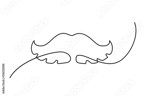 One Line Drawing Mustache, Continuous Line Dad Whiskers, Moustache, Vintage Man Hairstyle