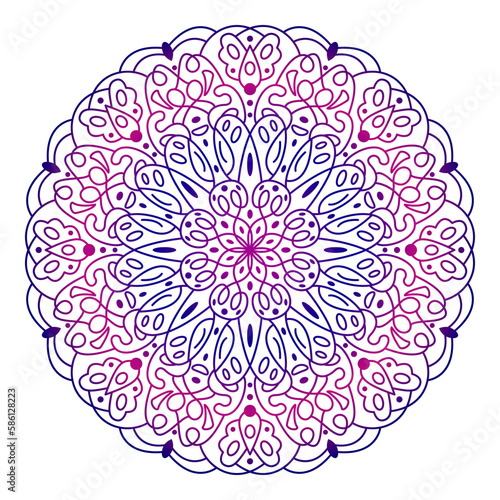Mandala. Circular pattern in form of mandala for Henna Mehndi or tattoo decoration. Decorative ornament in ethnic oriental style, vector illustration. Coloring book page.