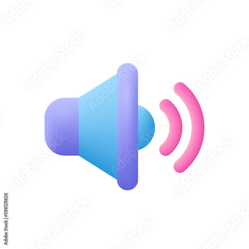 Volume sound control, loudspeaker. 3d vector icon. Cartoon minimal style.