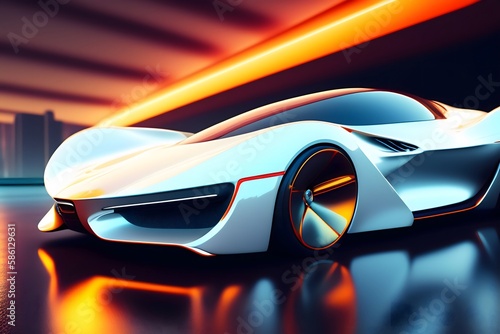 Rendering of The Future of Transportation: A Vision of the Car of Tomorrow. Generative AI. 