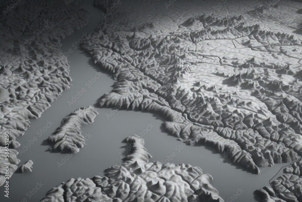 serene landscape featuring a winding river and lush greenery in monochrome created with Generative AI technology serene landscape featuring a winding river and lush greenery in monochrome created with Generative AI technology