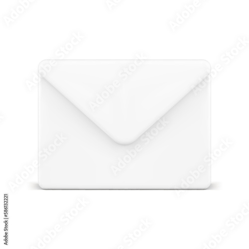 Email message white closed paper envelope newsletter incoming sms chat realistic 3d icon vector