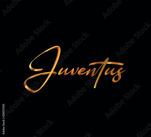 decorative 3d gold juventus text on black background