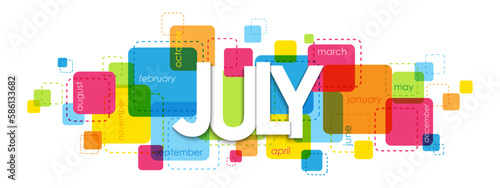 JULY colorful vector typography banner