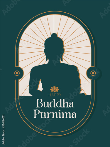 Buddha Purnima text with editable meditating buddha silhouette with minimal background template design for digital banner 