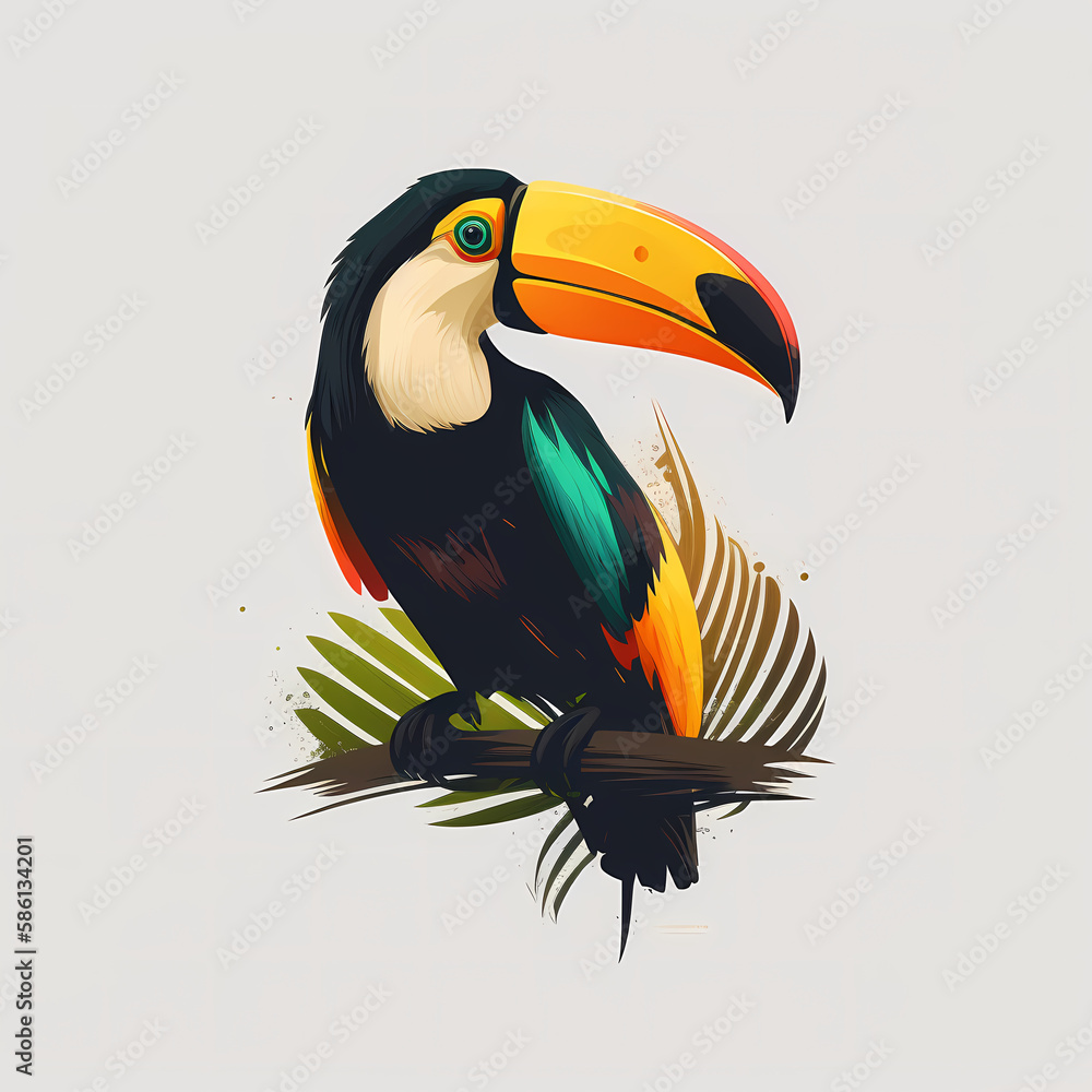 Naklejka premium Toucan Logo. Generative AI