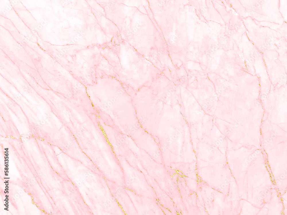 Fototapeta premium Pink gold marble background with texture of natural marbling with golden veins exotic limestone ceramic tiles, Mineral marble pattern, Modern onyx, Pink breccia, Quartzite granite, Marble of Thailand