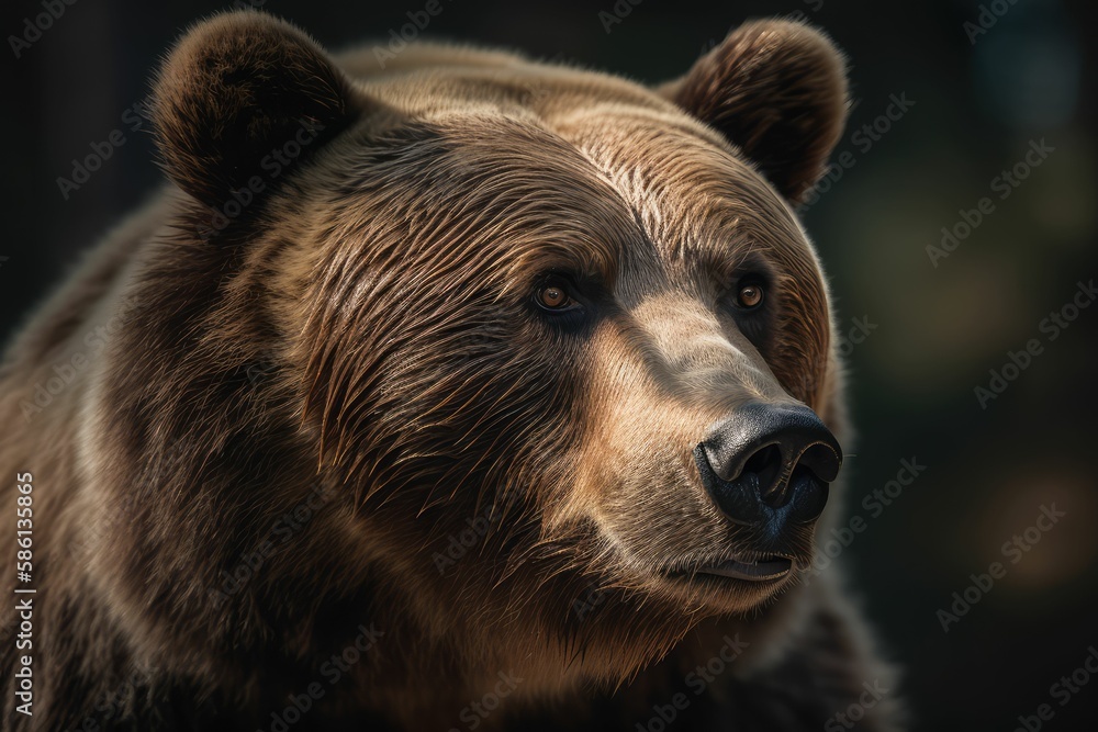 realistic brown bear close up portrait, generative AI realistic brown bear close up portrait, generative AI