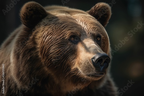 realistic brown bear close up portrait, generative AI