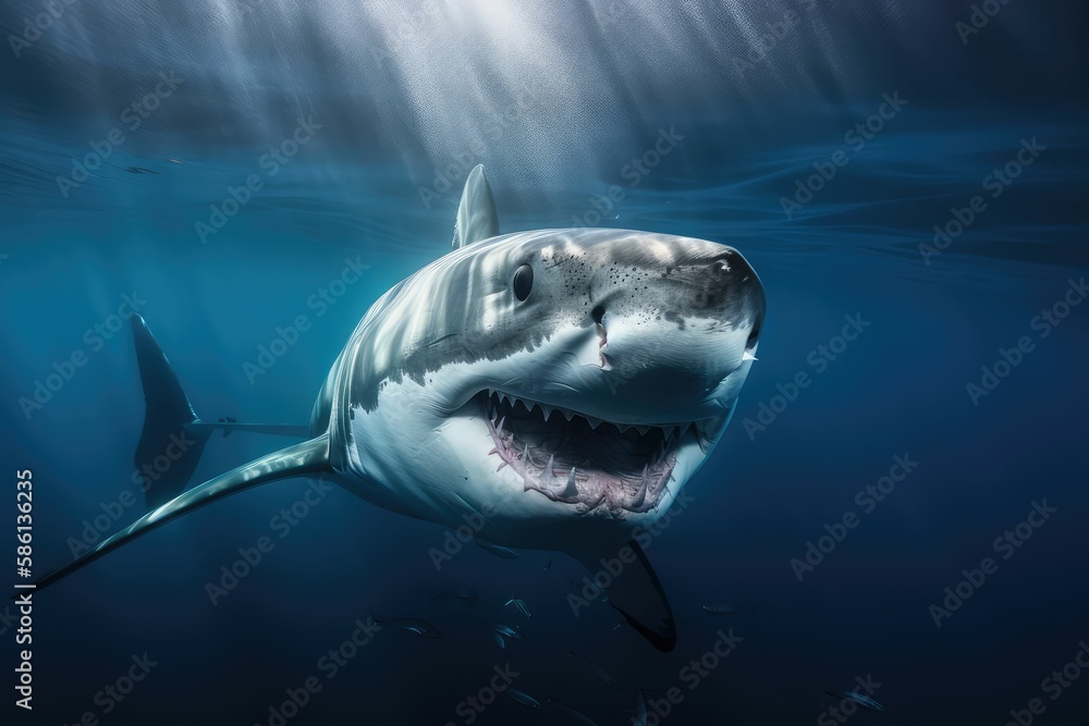 Naklejka premium great white shark, generative AI