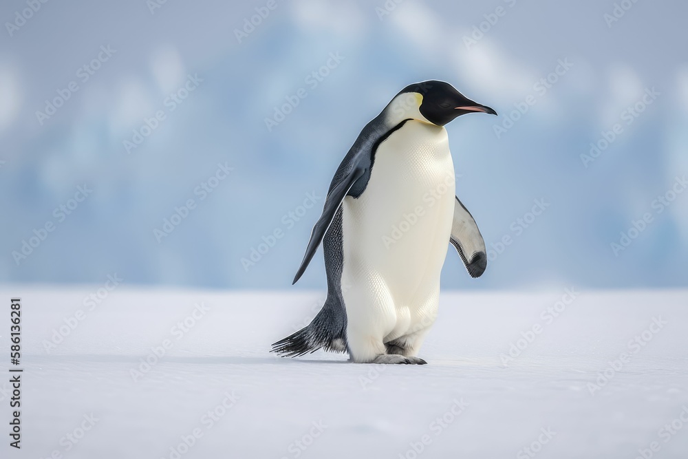 Obraz premium penguin on snow, generative AI