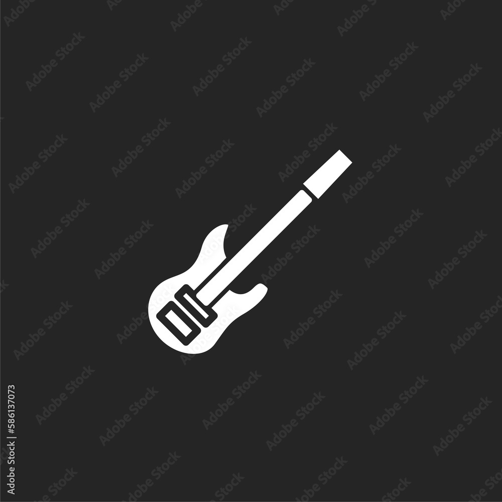 Guitar icon isolated on black background from music collection Guitar icon isolated on black background from music collection