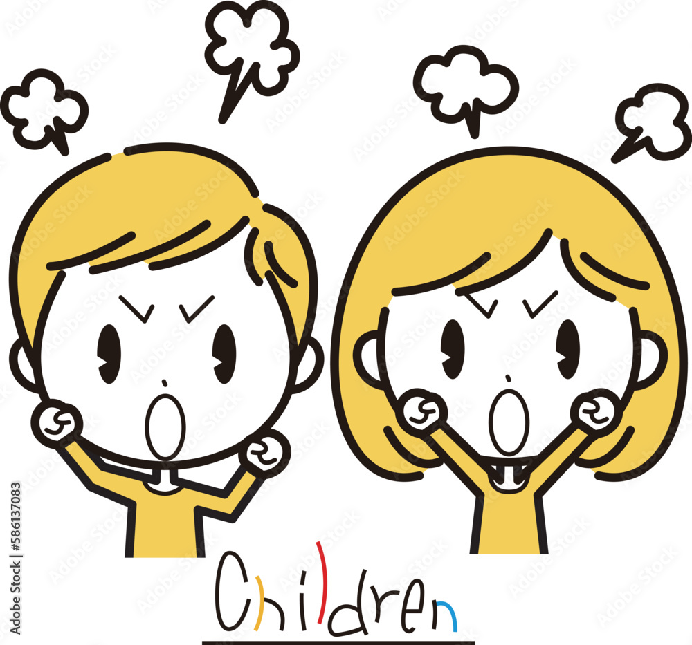 Obraz premium 怒る男の子と女の子