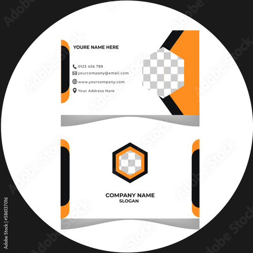  double sided business card design template , flat yellow business card ,Visiting card for business and personal use. Vector illustration design
modern business card.