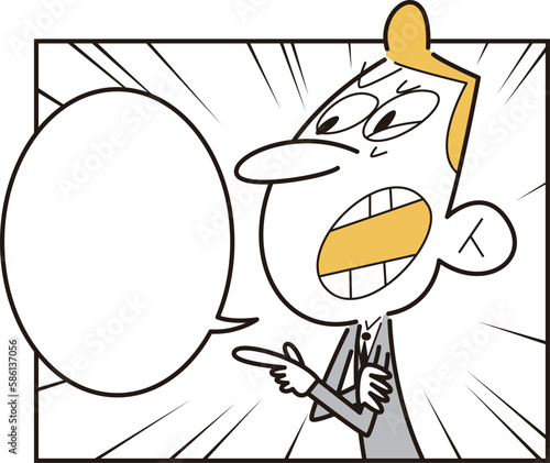 不満を言っている男性【漫画のコマ風】正方形