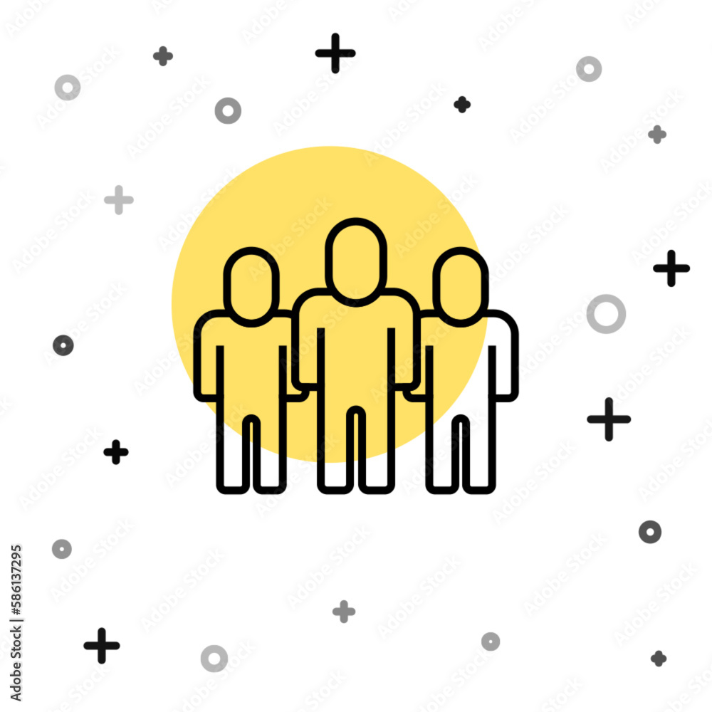 Black line Project team base icon isolated on white background. Business analysis and planning, consulting, team work, project management. Developers. Random dynamic shapes. Vector Black line Project team base icon isolated on white background. Business analysis and planning, consulting, team work, project management. Developers. Random dynamic shapes. Vector