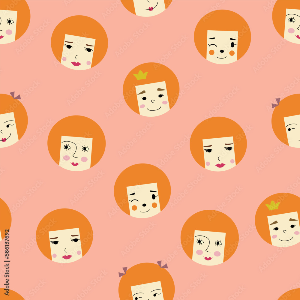 Feminine look, abstract personage, mascot design, funny face, cute icon. Feminine look, abstract personage, mascot design, funny face, cute icon.
