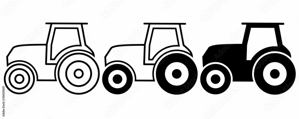 tractor icon set isolated on white background
