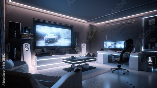 Contemporary Gaming Room Interior