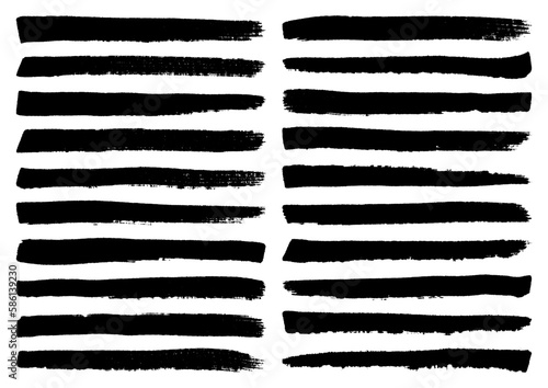 Zwanzig Schwarze Pinselstriche Streifen Kratzer Set
